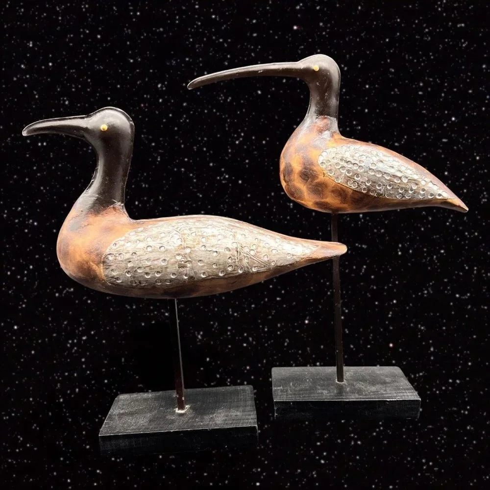 Pier 1 Shore Bird Set 2 w‎ Jewels Stones Decoration 8.25”T 7”W Lot Animals